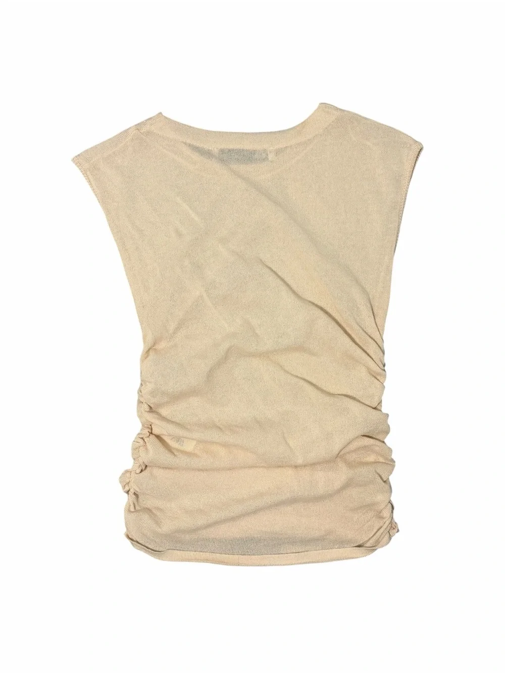 Zara Cream Side Ruched Knit Top XS